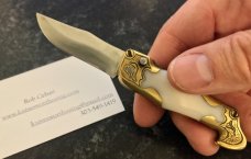 Vintage Miniature Russian Prison Knife (RPK) Switchblade, Boot Shape, Brass Handle, Used 