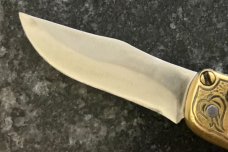 Vintage Miniature Russian Prison Knife (RPK) Switchblade, Boot Shape, Brass Handle, Used 