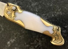 Vintage Miniature Russian Prison Knife (RPK) Switchblade, Boot Shape, Brass Handle, Used 