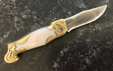 Vintage Miniature Russian Prison Knife (RPK) Switchblade, Boot Shape, Brass Handle, Used 