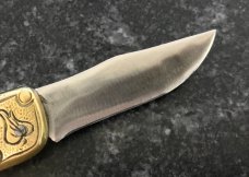 Vintage Miniature Russian Prison Knife (RPK) Switchblade, Boot Shape, Brass Handle, Used 