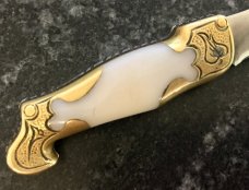 Vintage Miniature Russian Prison Knife (RPK) Switchblade, Boot Shape, Brass Handle, Used 