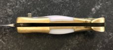 Vintage Miniature Russian Prison Knife (RPK) Switchblade, Boot Shape, Brass Handle, Used 