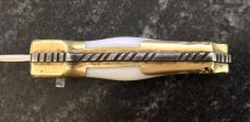 Vintage Miniature Russian Prison Knife (RPK) Switchblade, Boot Shape, Brass Handle, Used 