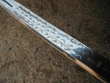 Arab two prong tip Sword with original sheath.  Made in Iraq. Very sharp!!! 23.5" Blade 33.5 OAL.  