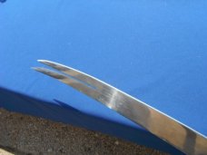 Arab two prong tip Sword with original sheath.  Made in Iraq. Very sharp!!! 23.5" Blade 33.5 OAL.  