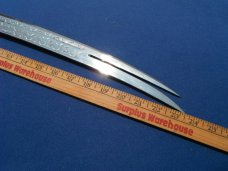 Arab two prong tip Sword with original sheath.  Made in Iraq. Very sharp!!! 23.5" Blade 33.5 OAL.  