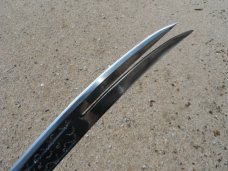 Arab two prong tip Sword with original sheath.  Made in Iraq. Very sharp!!! 23.5" Blade 33.5 OAL.  