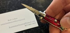 Farfalli Vintage Miniature Switchblade Knife Keychain, Bambi Model, Red Swirl Handle, Used 