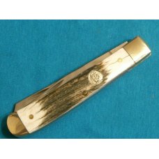 MIB CRAZY HORSE STAG ANTLER HANDLE TRAPPER GERMANY FOLDING POCKET KNIFE KNIVES OLD