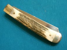 MIB CRAZY HORSE STAG ANTLER HANDLE TRAPPER GERMANY FOLDING POCKET KNIFE KNIVES OLD