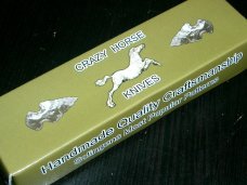 MIB CRAZY HORSE STAG ANTLER HANDLE TRAPPER GERMANY FOLDING POCKET KNIFE KNIVES OLD