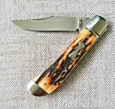 Bobby Toole Honknose Trapper Sambar Stag Knife,New, CPM-154 ,3.75". coa & pouch..Integral..dome pins