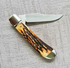 Bobby Toole Honknose Trapper Sambar Stag Knife,New, CPM-154 ,3.75". coa & pouch..Integral..dome pins