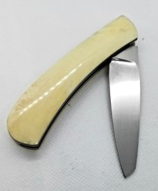 Tinus Stone Slimline Shadow Native Warthog Tusk Ivory Slipjoint,N690,4 ", w/liners ,Slip and coa