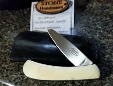 Tinus Stone Slimline Shadow Native Warthog Tusk Ivory Slipjoint,N690,4 ", w/liners ,Slip and coa