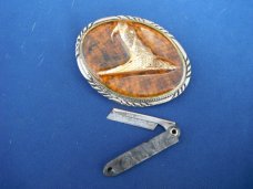 Gitz USA Razor Knife Folding POCKET KNIFE & Real Rattle Snake head/ Diamondback Rattler Belt Buckle 