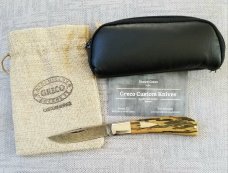 Shawn Greco Mammoth ivory and damascus Trapper...smooth scales..3.75" ..perfect action