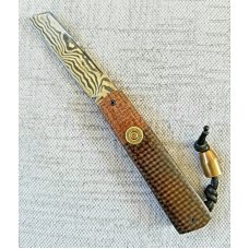 Vincenzo Balistreri Brown micarta White Wolf35quot Damascuslanyard pinbeadfileworkCap shield