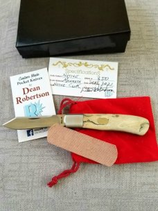Dean Robertson custom Mammoth ivory Native slipjoint..4" closed..01 tool steel..coa and box..#350