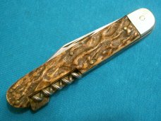 VINTAGE LOCKBACK STAG SOLINGER FEINSTAHL BAREHEAD CORKSCREW CHAMPAGNE BARTENDER POCKET KNIFE KNIVES