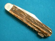 VINTAGE LOCKBACK STAG SOLINGER FEINSTAHL BAREHEAD CORKSCREW CHAMPAGNE BARTENDER POCKET KNIFE KNIVES