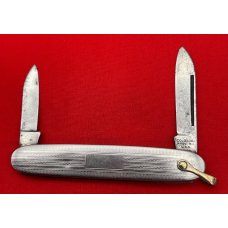Vintage COLONIAL PROV RI Embossed Silver Tone Shadow Pen Folding Pocket Knife wBail