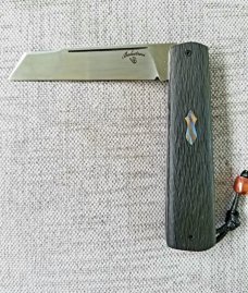 Vincenzo Balistreri Fools Space Coral fat CF White Wolf slipjoint,4" cl..rwl34. .lanyard pin & bead
