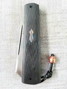 Vincenzo Balistreri Fools Space Coral fat CF White Wolf slipjoint,4" cl..rwl34. .lanyard pin & bead
