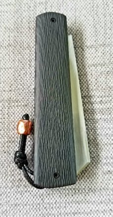Vincenzo Balistreri Fools Space Coral fat CF White Wolf slipjoint,4" cl..rwl34. .lanyard pin & bead
