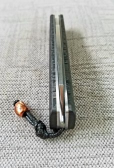 Vincenzo Balistreri Fools Space Coral fat CF White Wolf slipjoint,4" cl..rwl34. .lanyard pin & bead