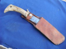 Large Custom Handmade /Hand Forged Chopper/Camp Knife. Very SHARP! 9" Blade, Stag Handle, 