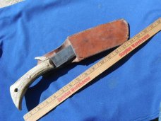 Large Custom Handmade /Hand Forged Chopper/Camp Knife. Very SHARP! 9" Blade, Stag Handle, 