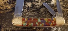Fight'n Rooster Frank Buster Cutlery Germany Bone 3 Blade Canoe Knife - Christmas Tree