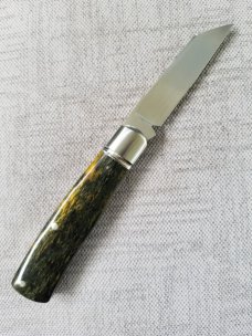 Bobby Toole Custom Native slipjoint smooth Giraffe bone scales,New, CPM-154 ,3 7/8".. coa & pouch 