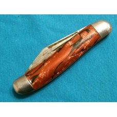 VINTAGE RED BLACK SWIRL HAMMER BRAND USA SERPENTINE PEN JACK FOLDING POCKET KNIFE KNIVES OLD