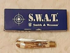 Vintage SWAT Smith amp Wesson Hammer Forged Small Trapper Genuine Stag Handles New In Box