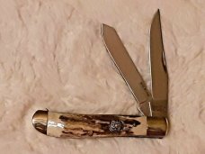 Vintage S.W.A.T. Smith & Wesson Hammer Forged Small Trapper Genuine Stag Handles New In Box