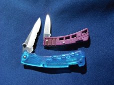 Buck USA 444 Bucklite folding knife lock-back 1997 rare blue scales & Buck 425 Lock-back Made in USA