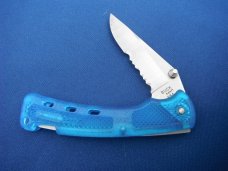 Buck USA 444 Bucklite folding knife lock-back 1997 rare blue scales & Buck 425 Lock-back Made in USA