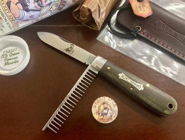 Great Eastern Cutlery Tidioute #152221 Urban Jack, OD Green Canvas Handle, W/ Sheath, New (GEC 15) 