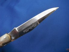 Large FOLDING KNIFE.  POCKET KNIFE with cork screw & WITH CASE. Nice File work on back