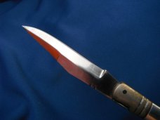 Large FOLDING KNIFE.  POCKET KNIFE with cork screw & WITH CASE. Nice File work on back