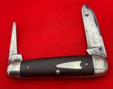 Vintage H BOKER amp COS IMPROVED CUTLERY Double End Jumbo Jack Pocket Knife Ebony c1869-1920s