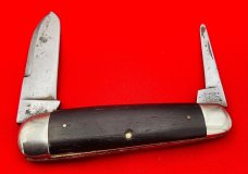 Vintage H BOKER & CO’S IMPROVED CUTLERY Double End Jumbo Jack Pocket Knife Ebony c.1869-1920’s