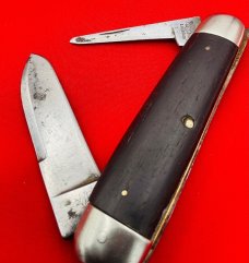 Vintage H BOKER & CO’S IMPROVED CUTLERY Double End Jumbo Jack Pocket Knife Ebony c.1869-1920’s