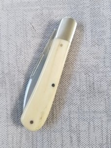 K'roo Custom Giraffe Bone Zulu Knife,,W/coa 4"..smooth Bleached scales...N690..brut de force look