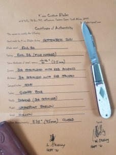 K'roo Custom Giraffe Bone Spear Barlow..3.75..slip..coa...rwl34..filework..liners..spacers...fluted 