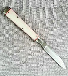 K'roo Custom Giraffe Bone Doctor knife..4"..slip..coa...rwl34..filework..liners..spacers...fluted 