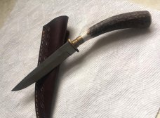 ELK HORN STAG CURVED KNIFE AND SHEATH